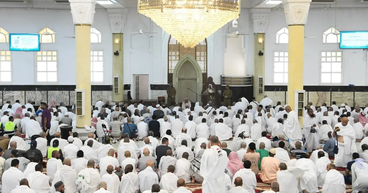Pilgrims offer prayers at Al-Khayf Mosque, a historic site in Mina - Main Image