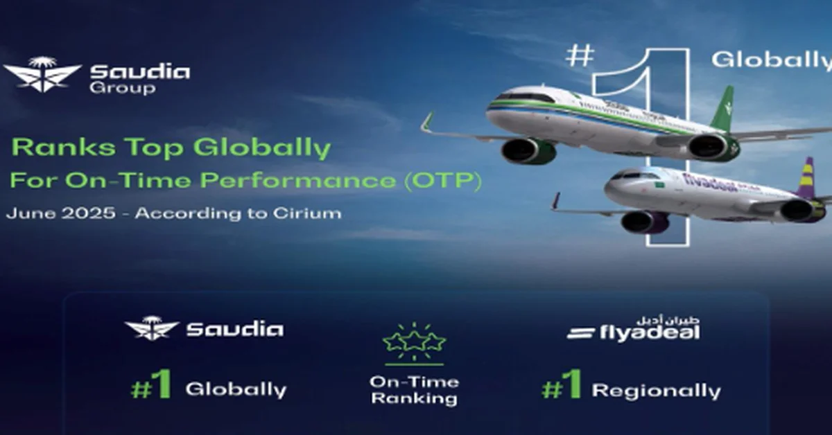 Saudia Group Ranks First Globally in On-Time Performance for June 2025 - Main Image