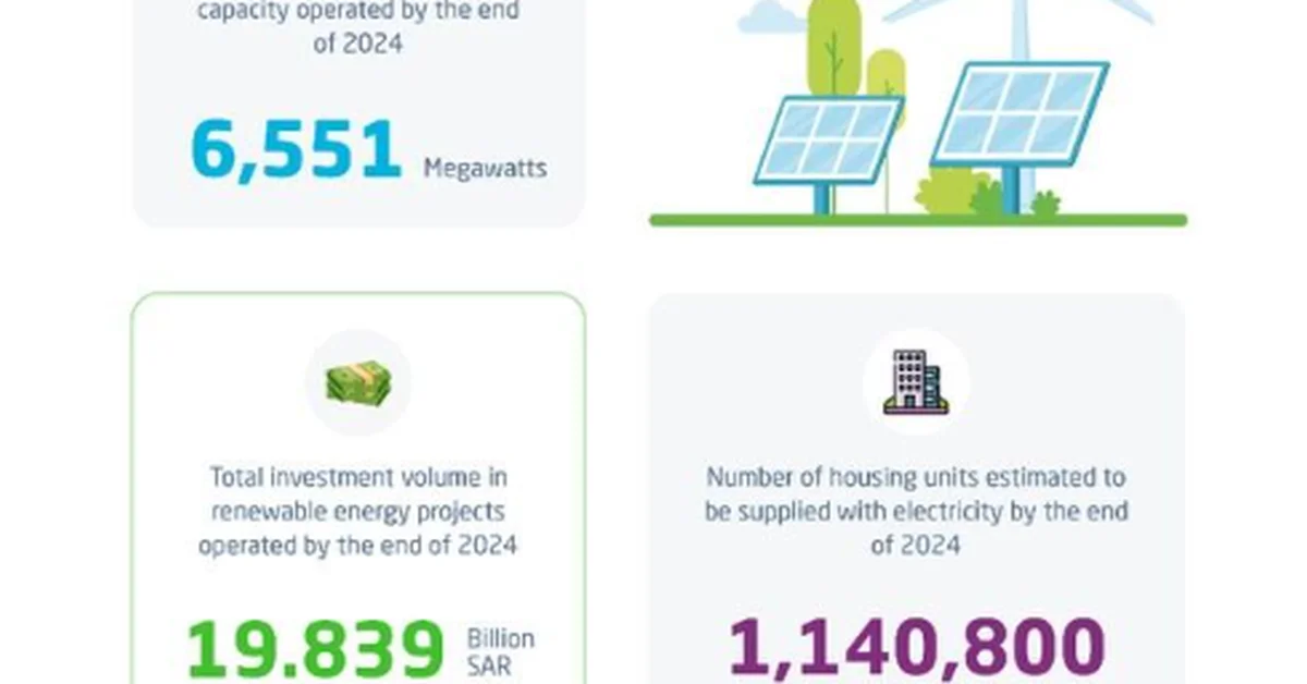 GASTAT: Capacity of Renewable Energy Projects Operated Reaches 6,551 MW by End of 2024 - Main Image