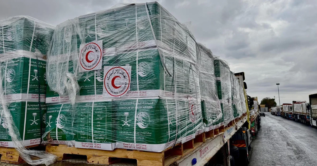 New Saudi Relief Aid Crosses Rafah Border Bound for Gaza - Main Image